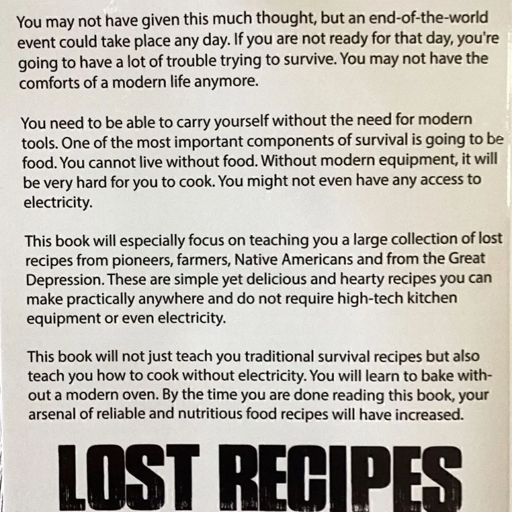 LOST RECIPES OF OUR ANCESTORS Learn How To Cook Without Electricity New Book